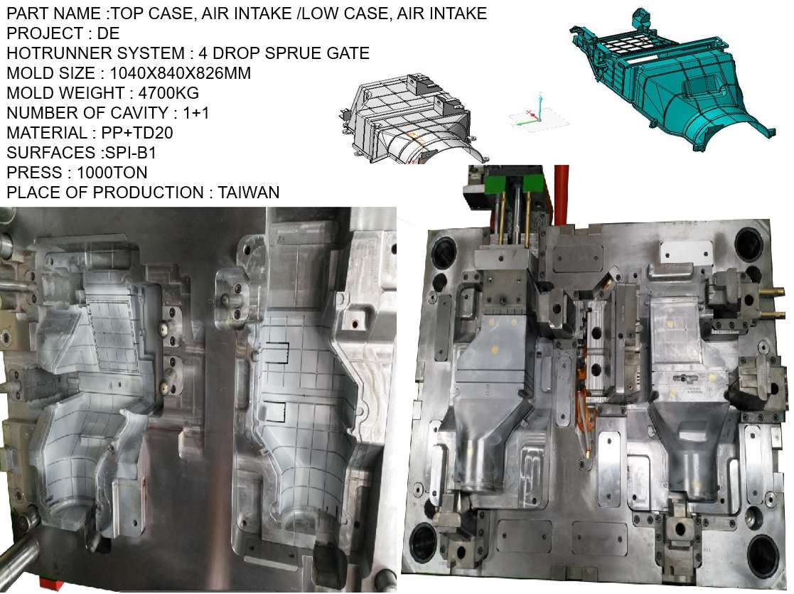 DE TOP CASE, AIR INTAKE /LOW CASE, AIR INTAKE 汽車冷氣進氣箱模具